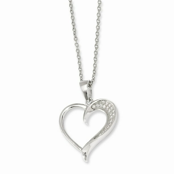 Brilliant Embers Sterling Silver CZ Heart and Star Charm Pendant with 18 Necklace 